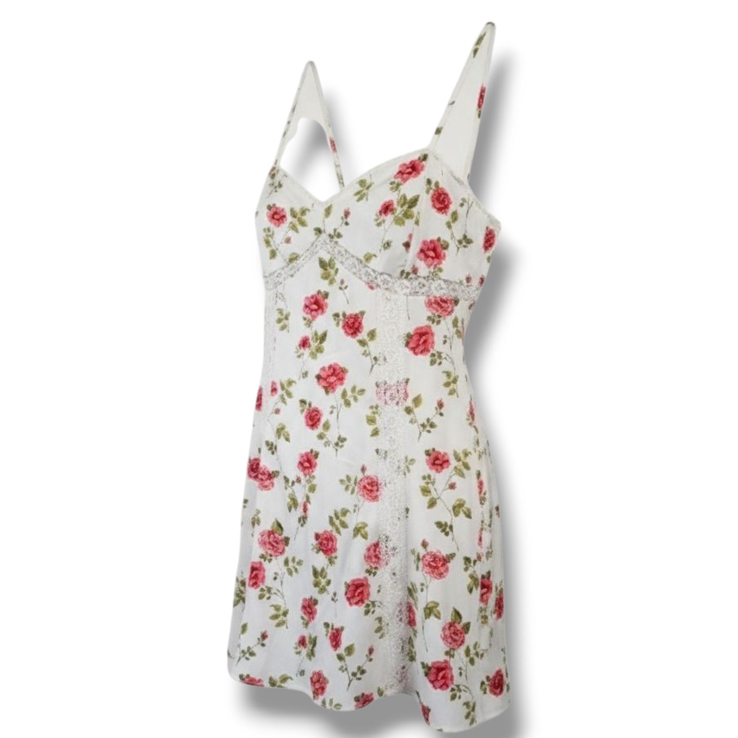 LA Hearts White Rose Floral Corset Mini Dress Lace Trim Small