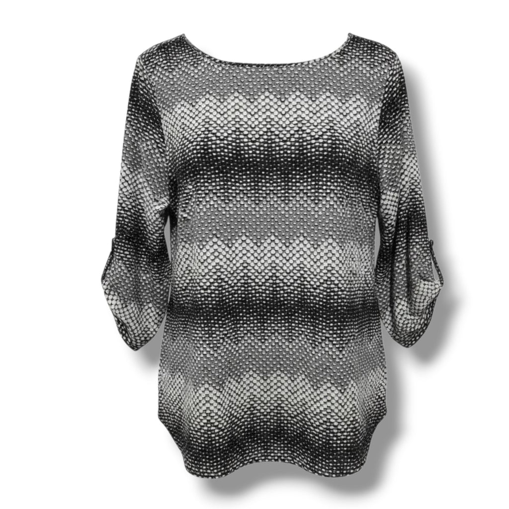 Croft & Barrow Women’s Geometric Print Convertible Sleeve Blouse – Size M