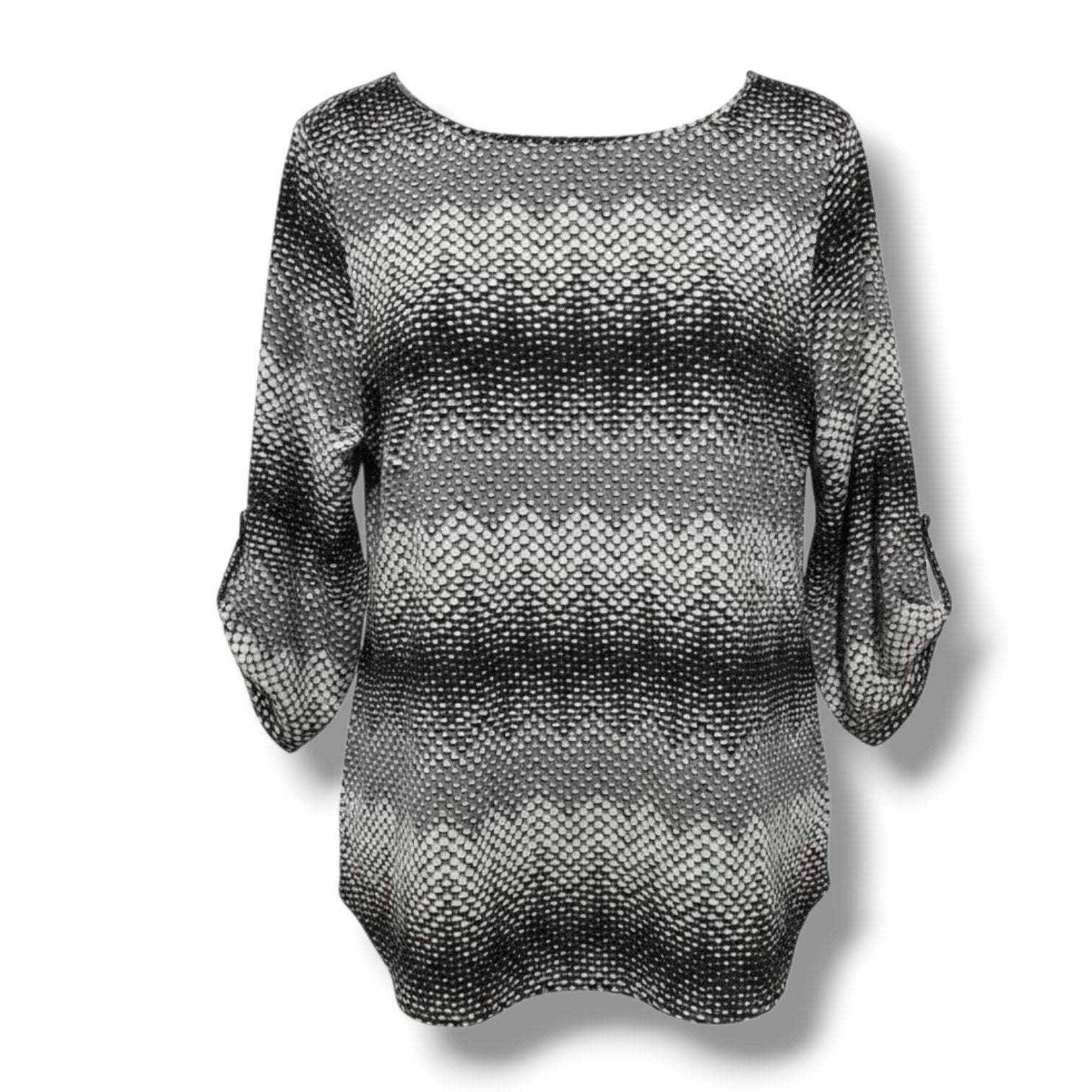 Croft & Barrow Women’s Geometric Print Convertible Sleeve Blouse – Size M