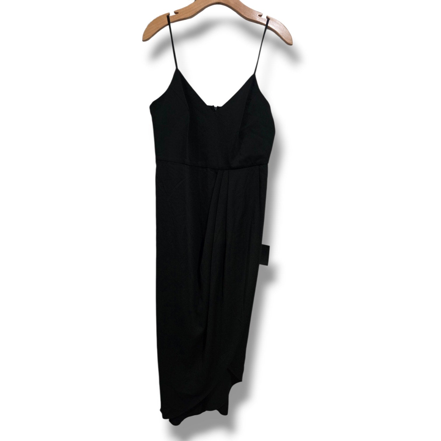 Lulus Black Tulip Hem Pleated Midi Cocktail Dress