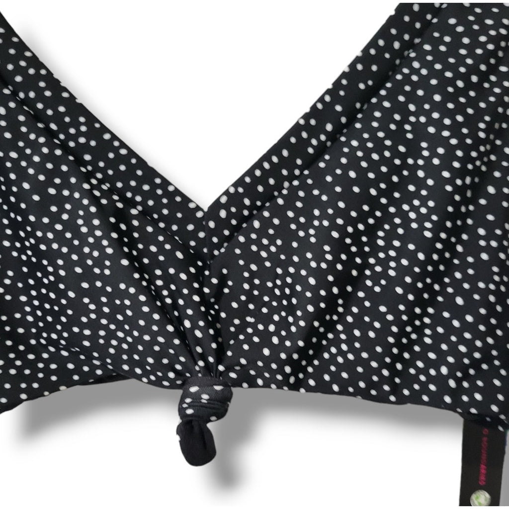 No Boundaries Juniors Black White Polka Dot Knotted Bikini Swim Top Small NWT
