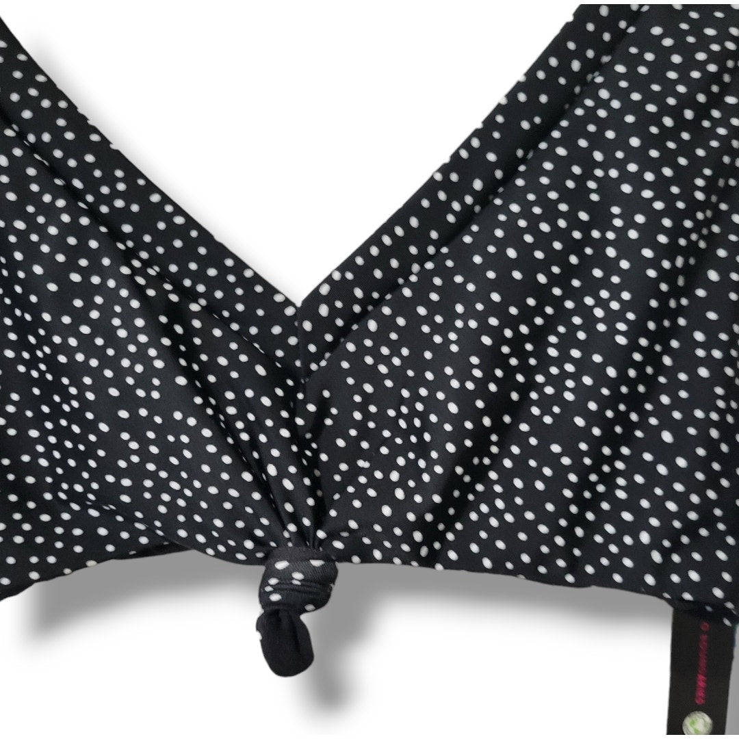 No Boundaries Juniors Black White Polka Dot Knotted Bikini Swim Top Small NWT