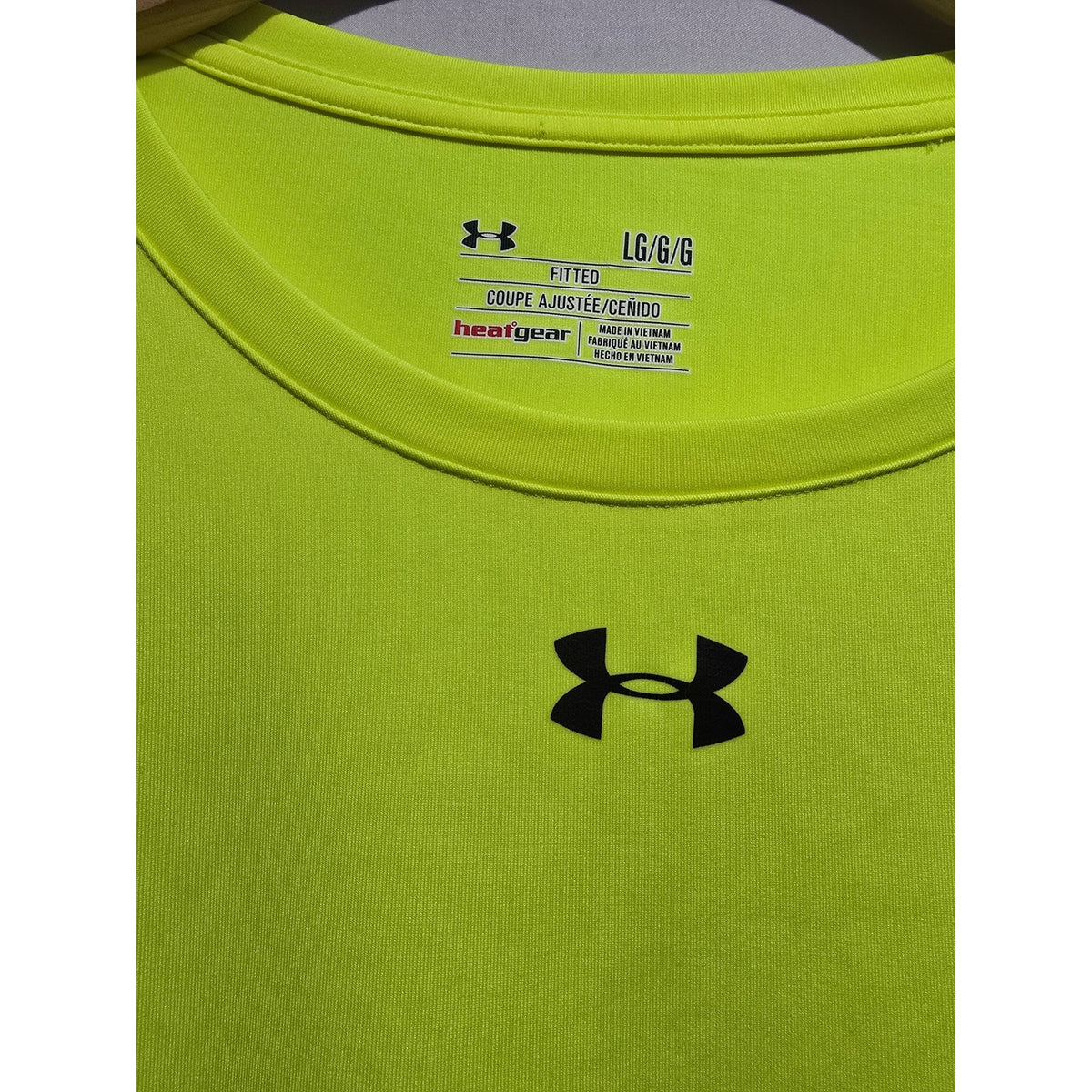Under Armour HeatGear Fitted Long Sleeve Running Athletic Shirt Neon Yellow LG