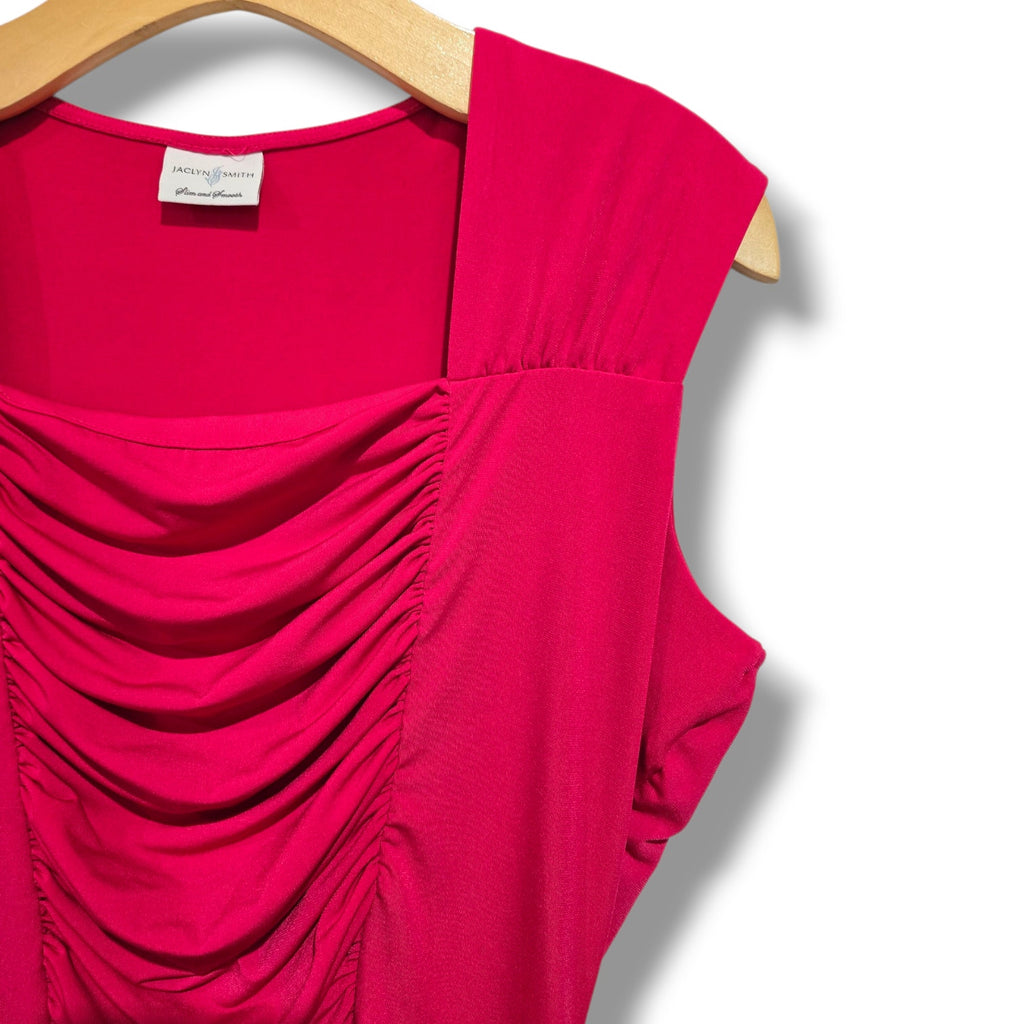 Jaclyn Smith Women’s Pink Ruched Front Sleeveless Top – Polyester Spandex Blend