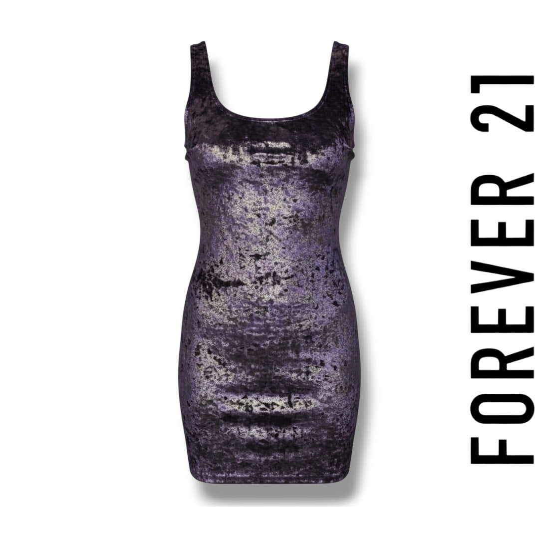Forever 21 Purple Crushed Velvet Bodycon Mini Dress – Size Small