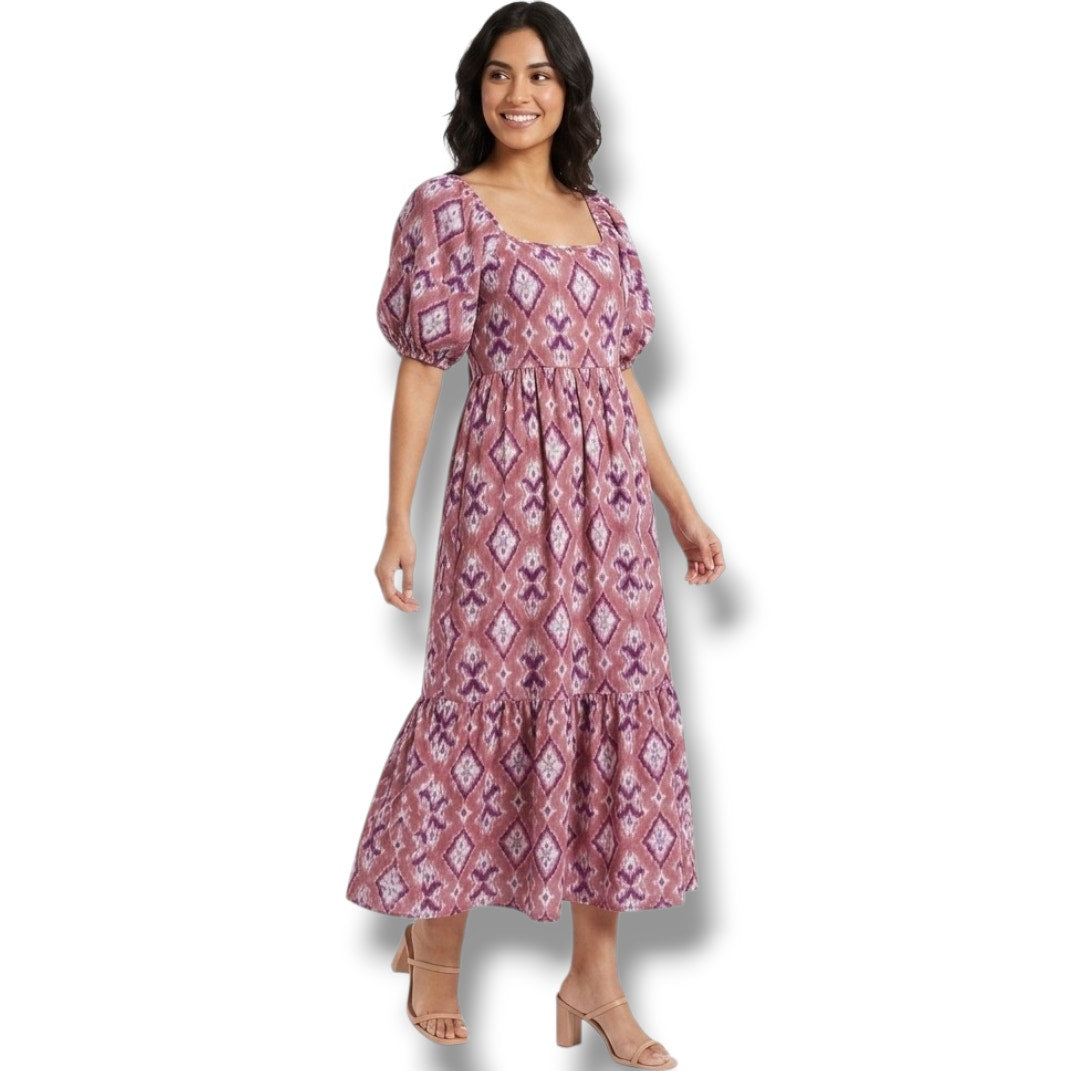 Knox Rose Women’s short puff sleeves tiered casual dress  - small