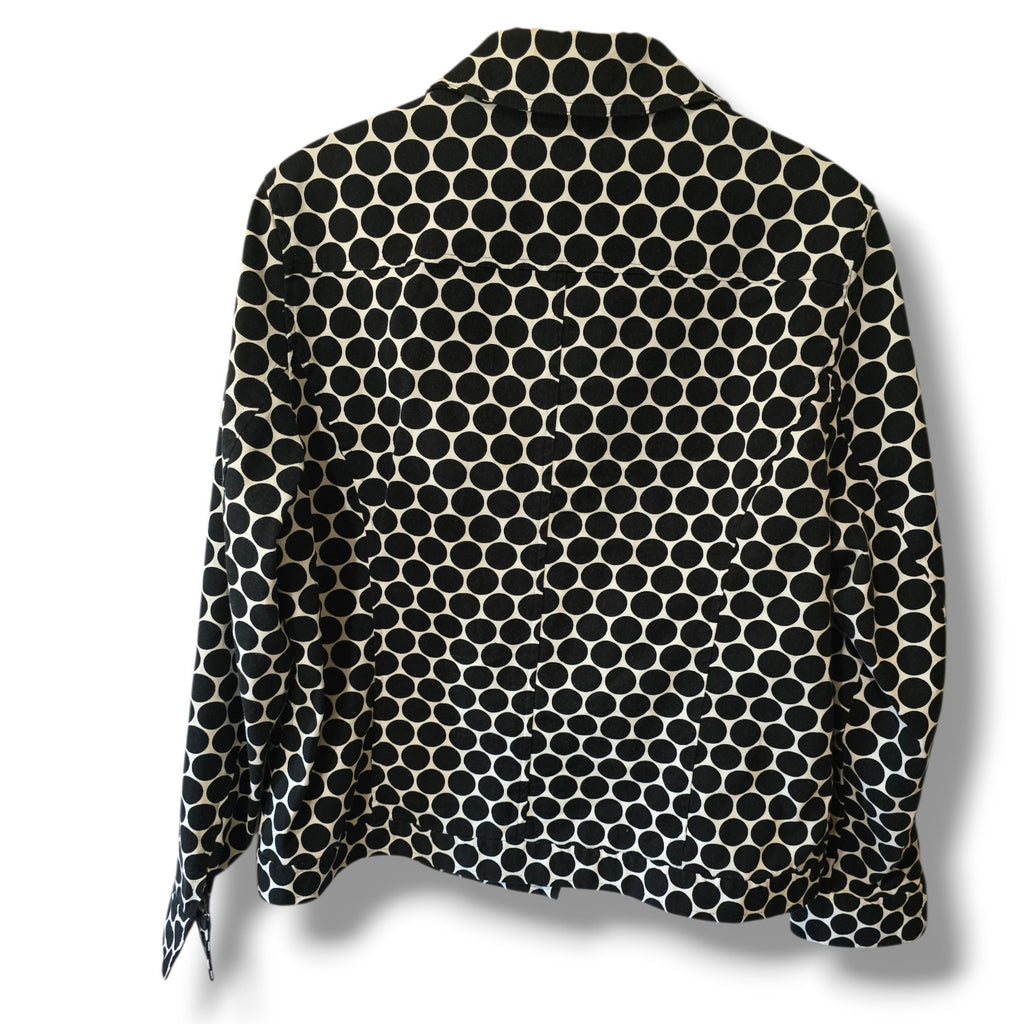 Croft & Barrow Black & Ivory Polka Dot Stretch Denim Jacket – Medium