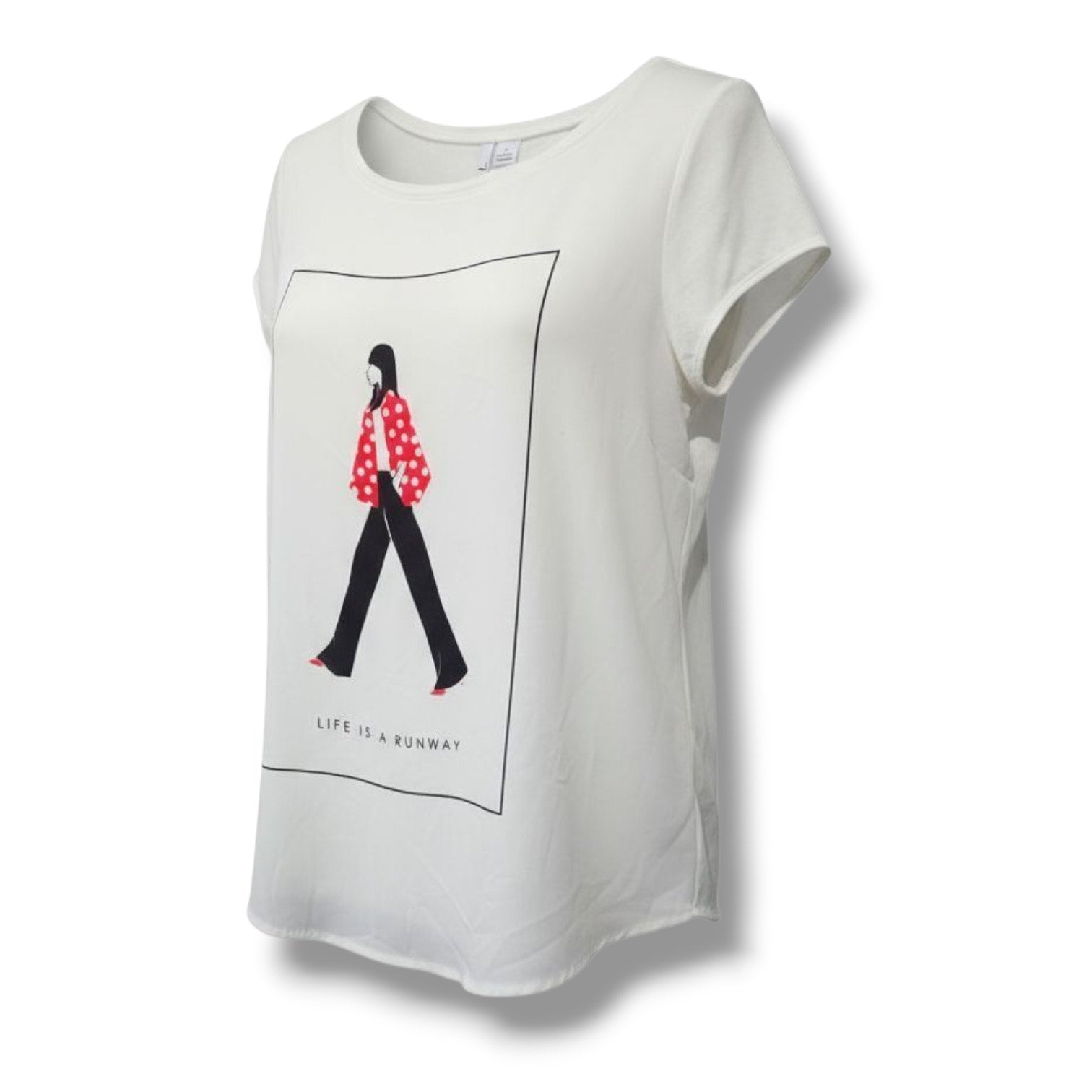 ELLE Women’s "Life Is A Runway" Graphic Tee Size Small