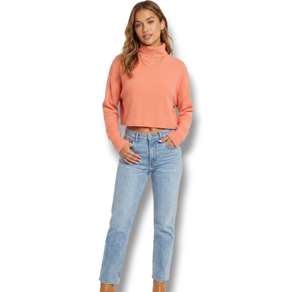 Wild Fable Women’s Peach Orange Waffle Knit Turtleneck Pullover – XS