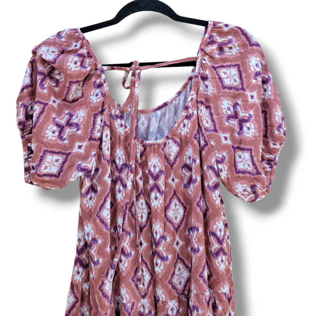 Knox Rose Women’s short puff sleeves tiered casual dress  - small