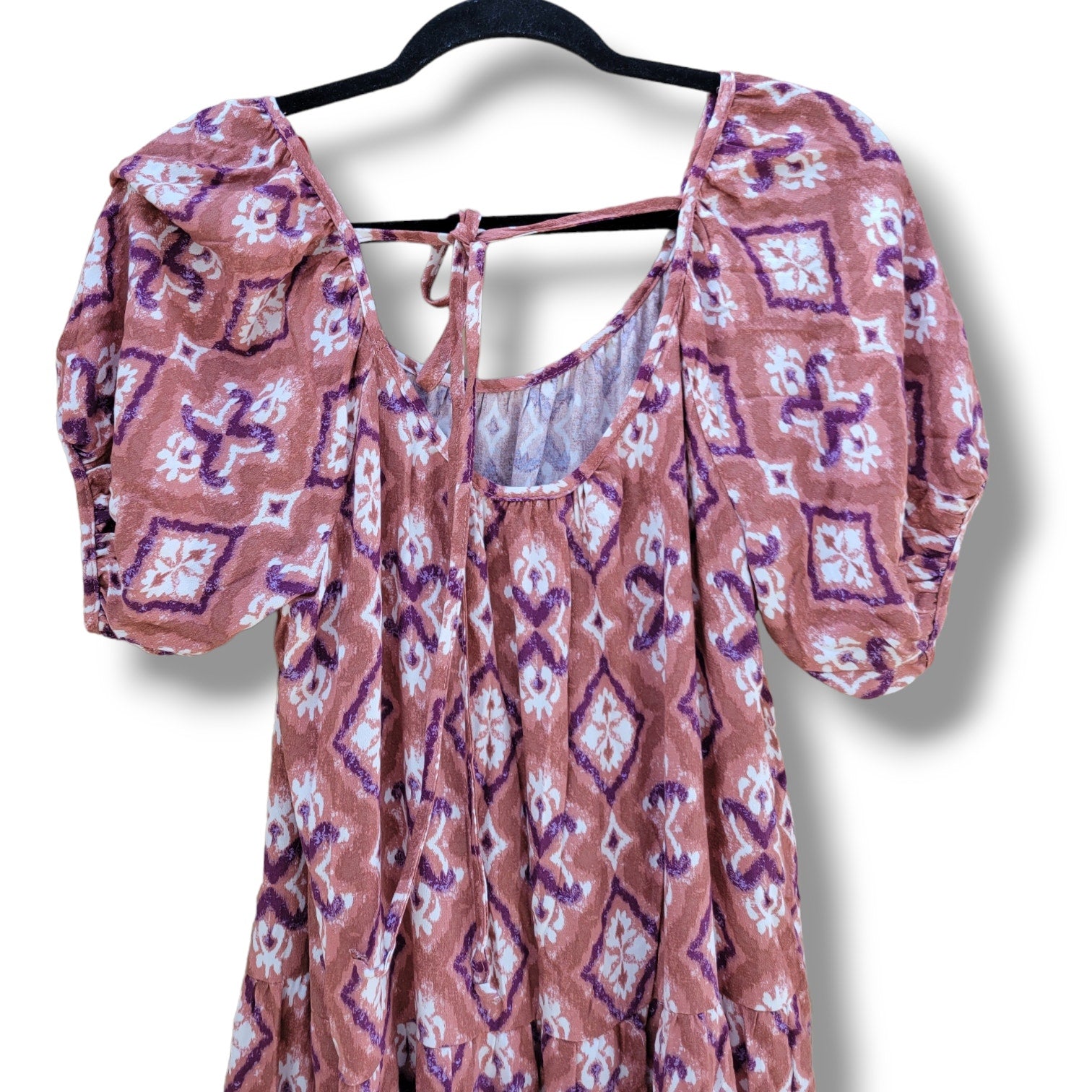 Knox Rose Women’s short puff sleeves tiered casual dress  - small