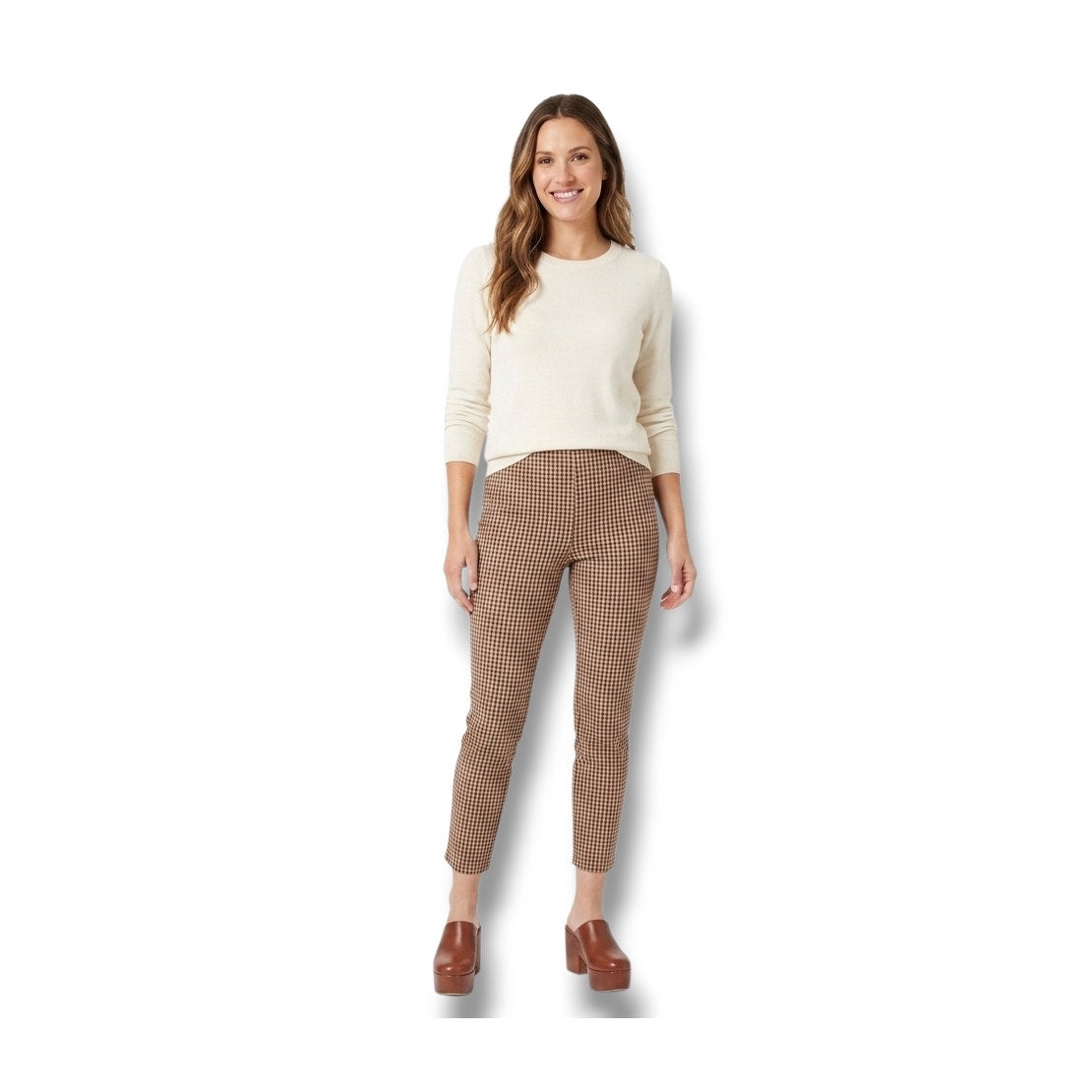 A New Day Women’s brown shades Ribbed High Rise Slim Fit Ankle Leggings – New