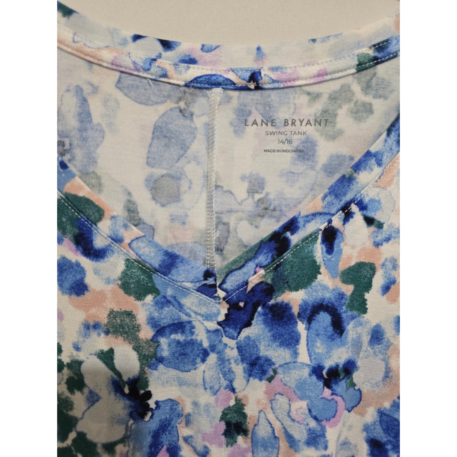Lane Bryant Watercolor Floral V-Neck Swing Tank Top