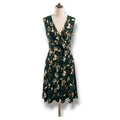 Leota Women’s Green Floral Sleeveless Faux Wrap Dress – Petite Medium