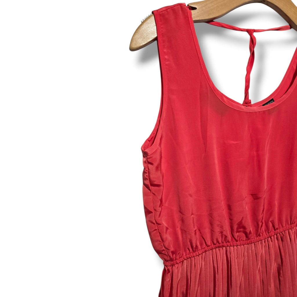 Angie women's Coral Pleated Scoop-Neck Mini Dress Medium