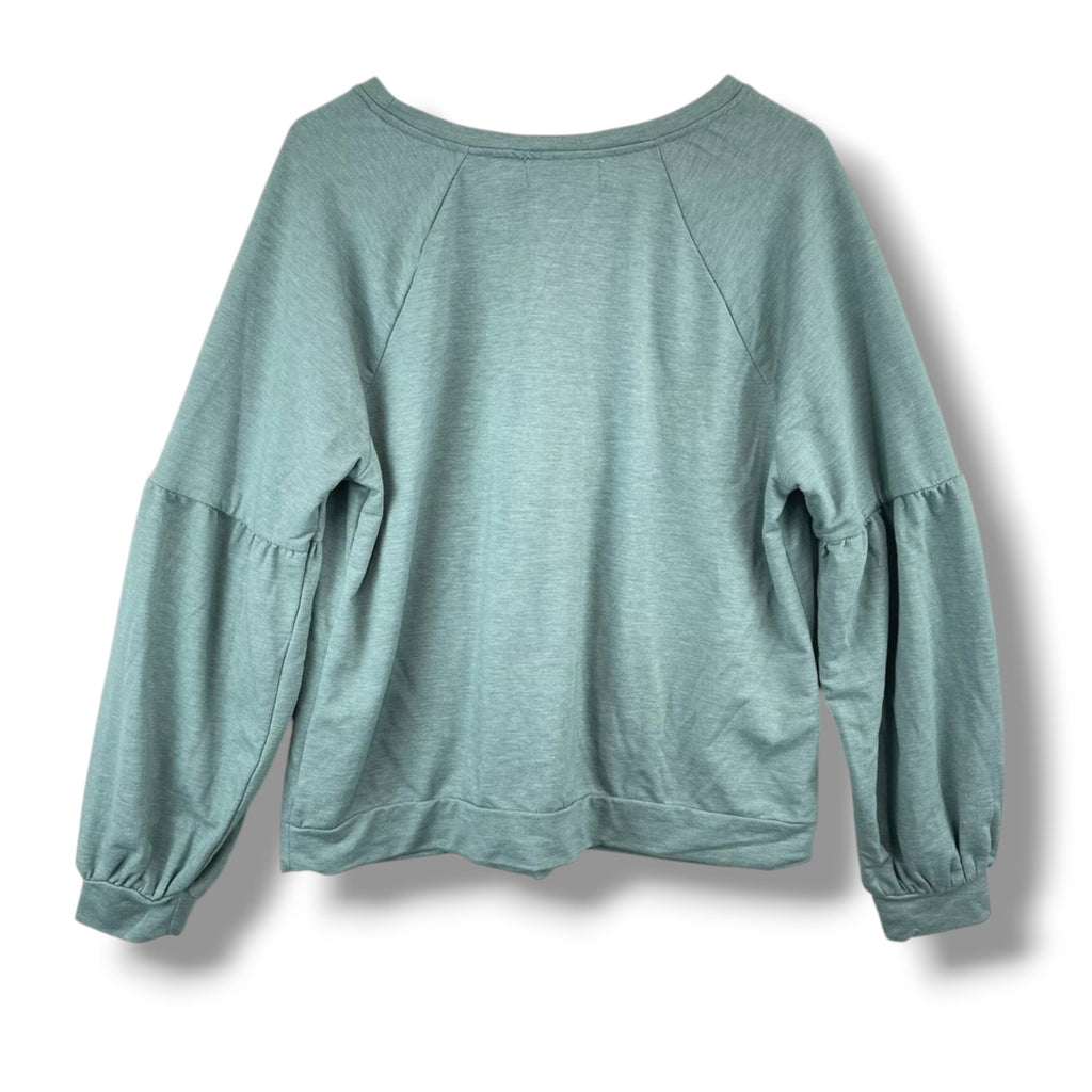 Knox Rose Balloon Sleeve Lightweight Sweatshirt – Seafoam Blue – XS, NWT