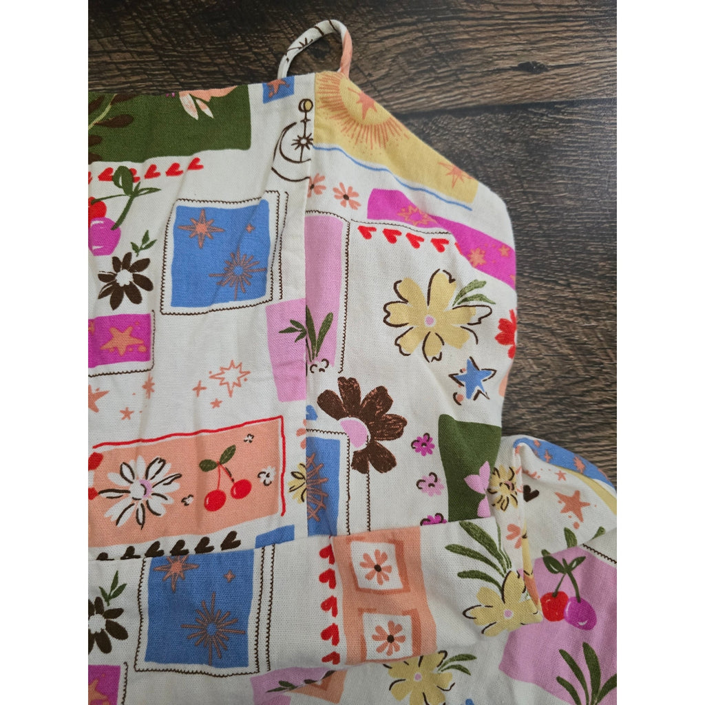 Monteau Los Angeles Celestial Floral Linen Blend Smocked Back Mini Sundress