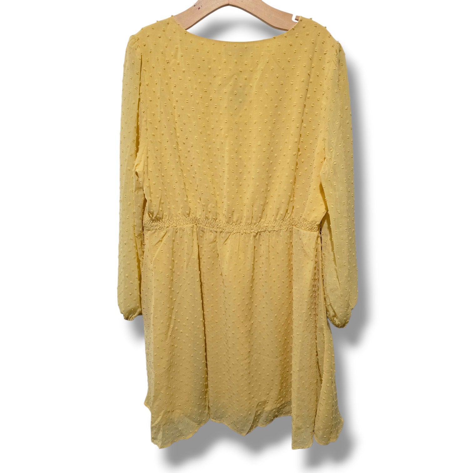 Allegra K Yellow Swiss Dot Long Sleeve Lined Dress – Plus Size 1X, NWT
