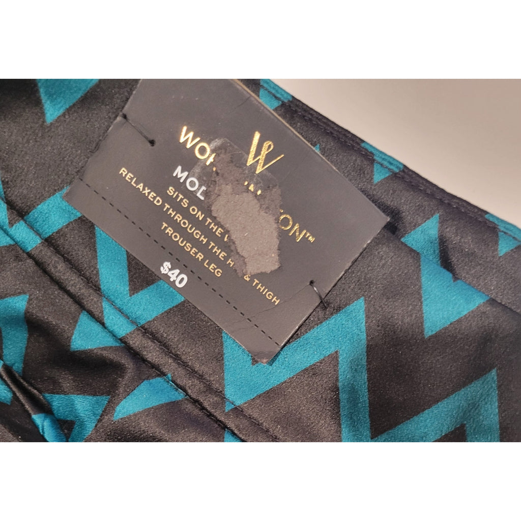 Worthington JCPenney Women’s Teal Chevron High Waist Trouser Pants – Size 14