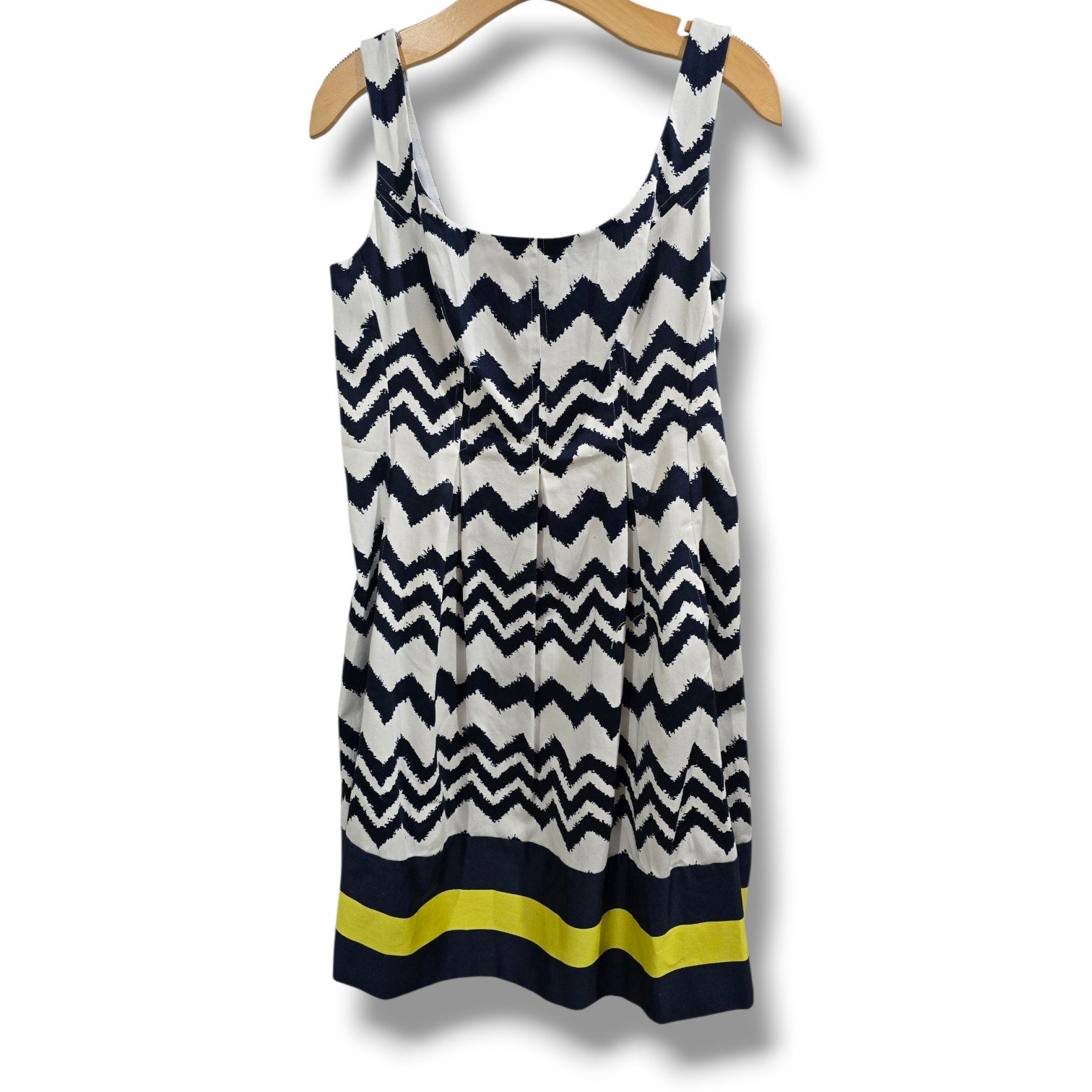 Jones Studio Navy White Chevron Fit & Flare Dress – Size 8, Lined, Zip Back, New