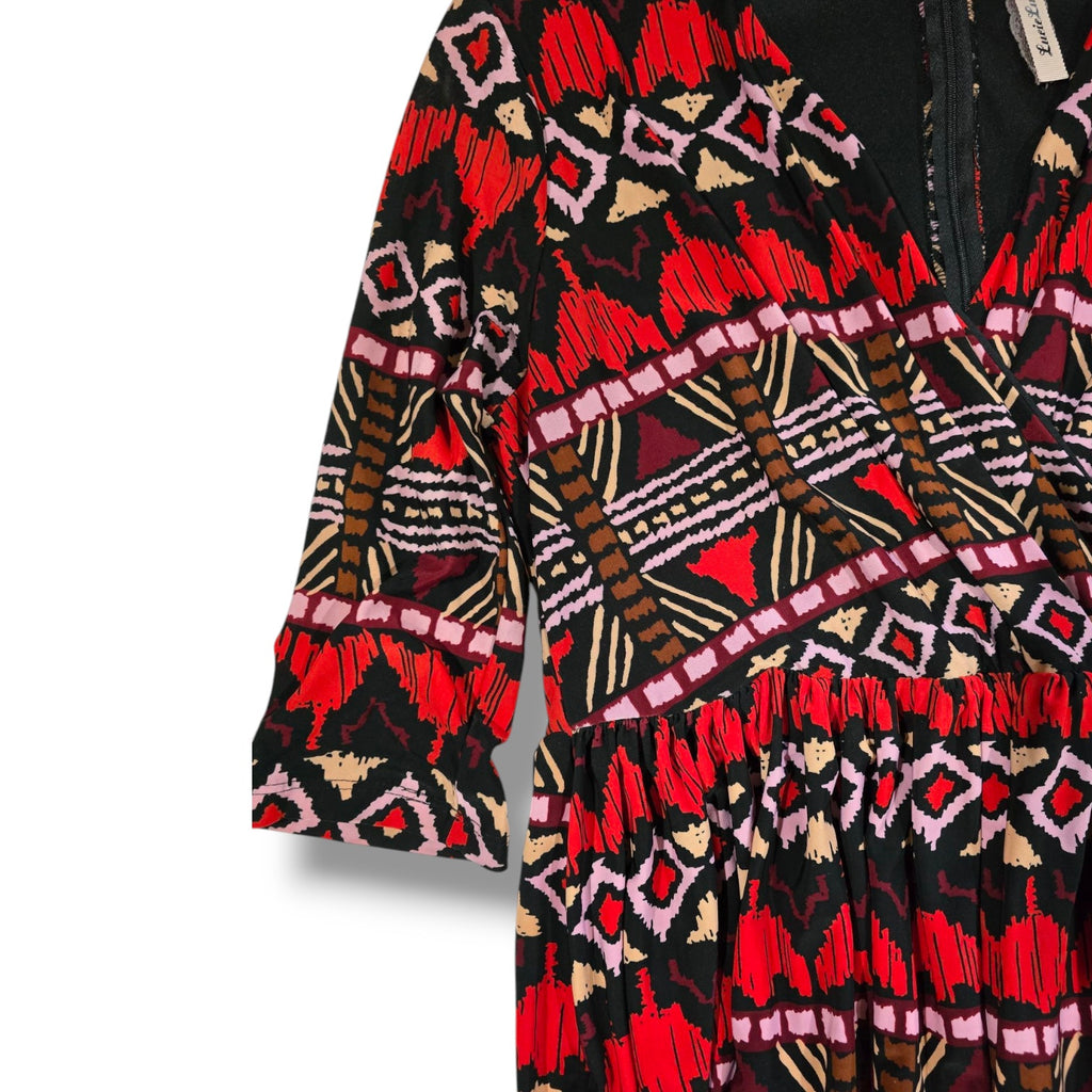 Lucie Lu Plus Size Multicolor Chevron V-Neck Wrap Dress – 0X, Gently Used