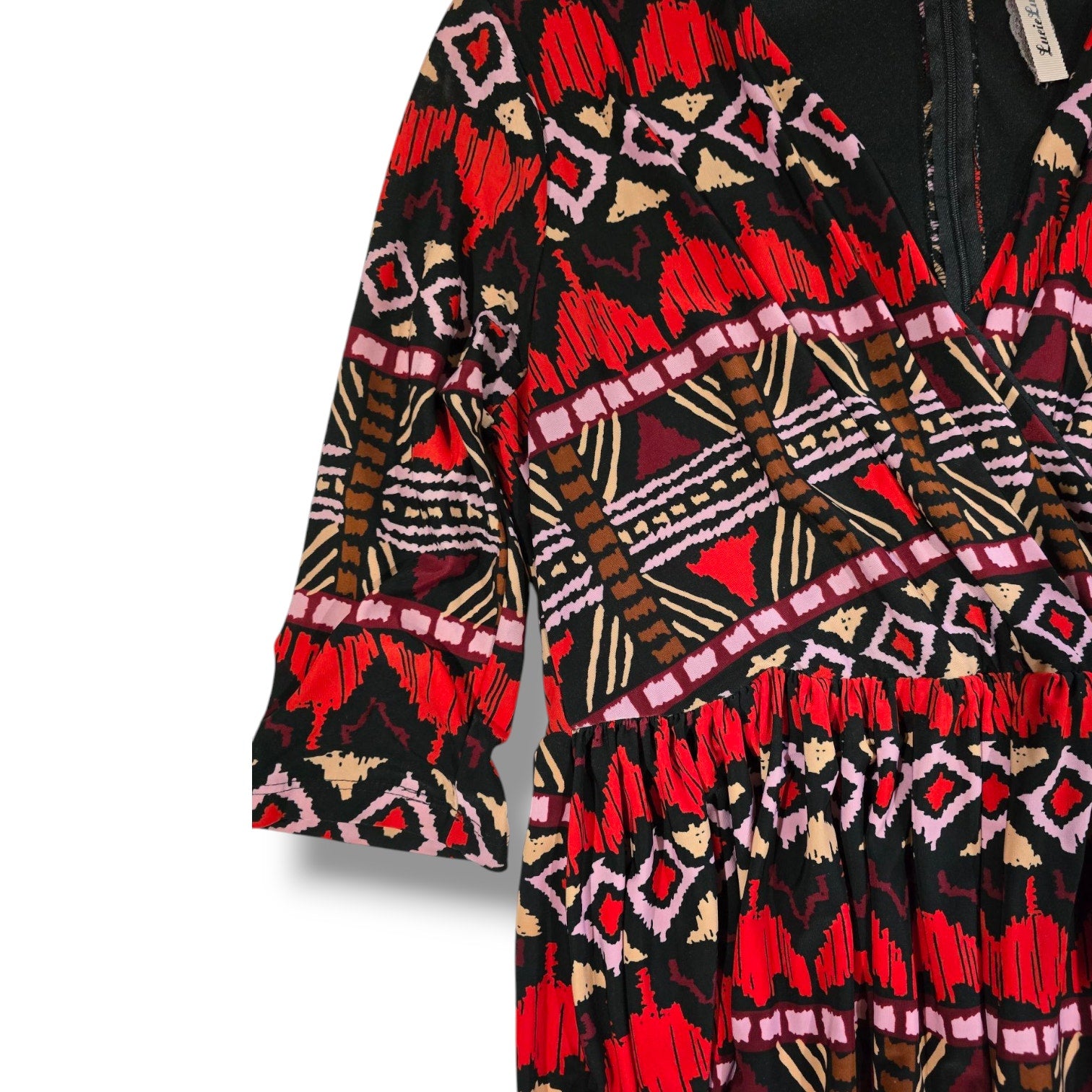 Lucie Lu Plus Size Multicolor Chevron V-Neck Wrap Dress – 0X, Gently Used