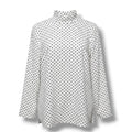H&M Women’s White Black Polka Dot Mock Neck Long Sleeve Blouse Size 2