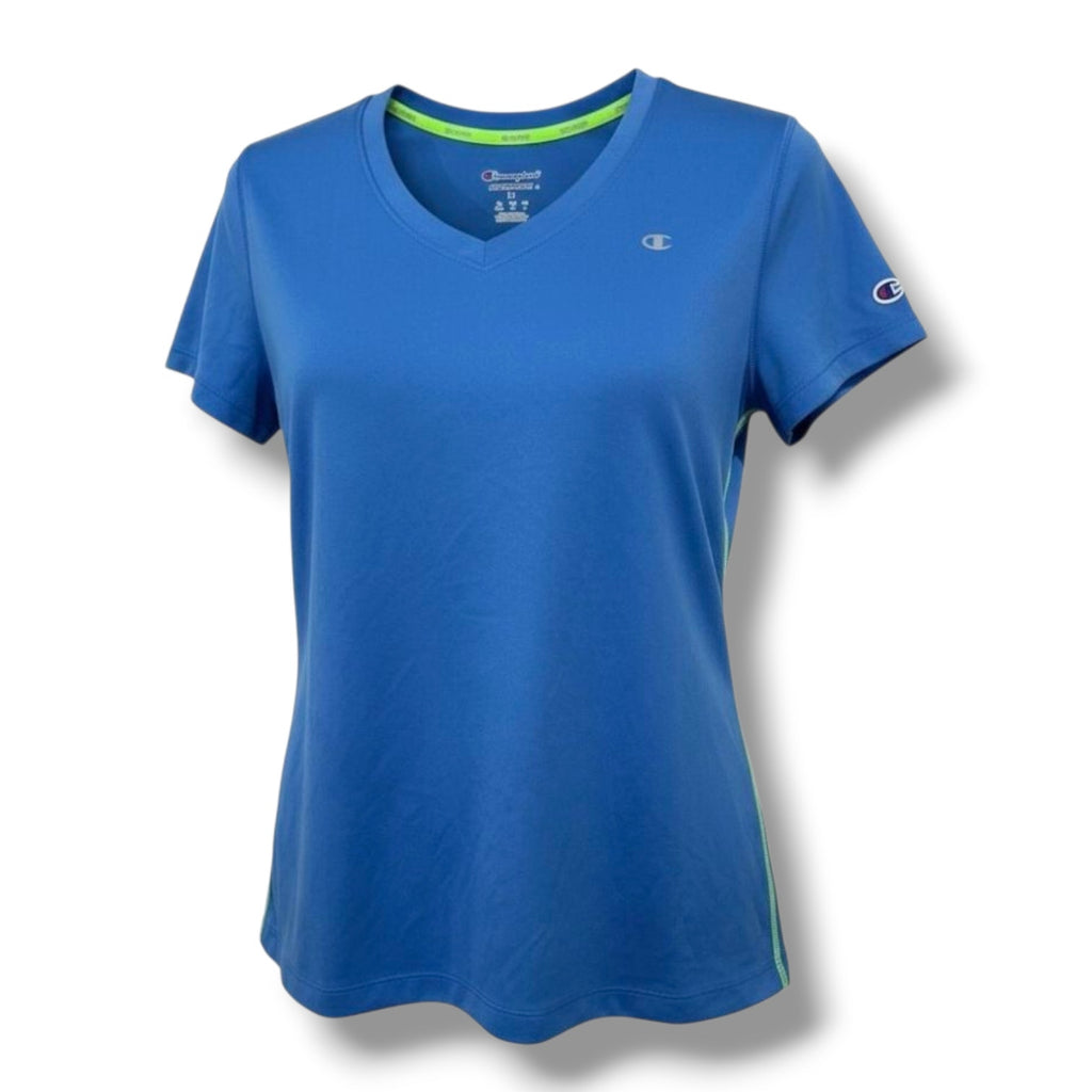 Champion Women’s Blue Performance V-Neck Athletic Tee – Size Medium
