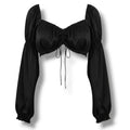 H&M Divided Women’s Black Long Sleeve Puff Crop Top – Size Medium