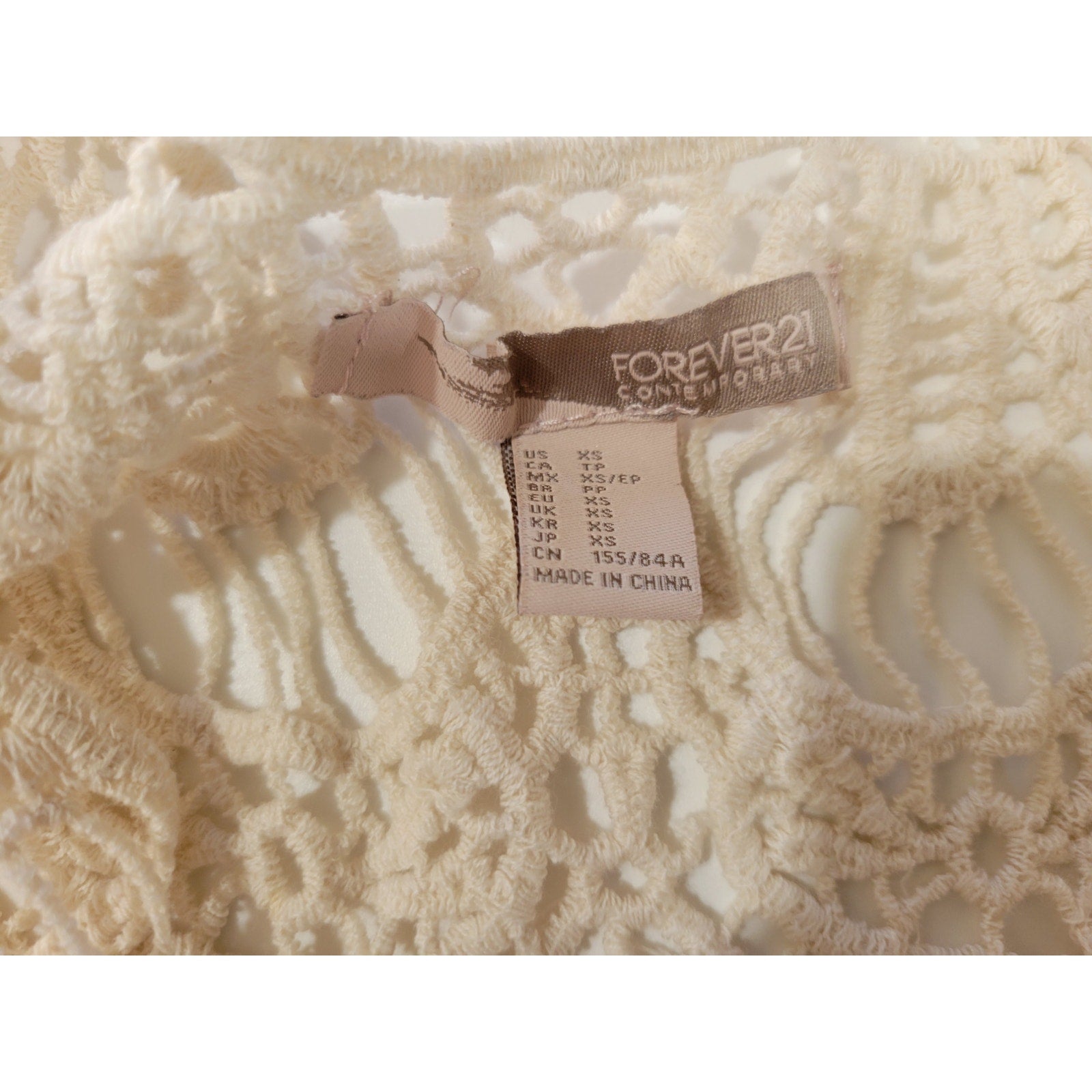 Forever 21 Contemporary Beige Crochet Sleeveless Top – Size XS