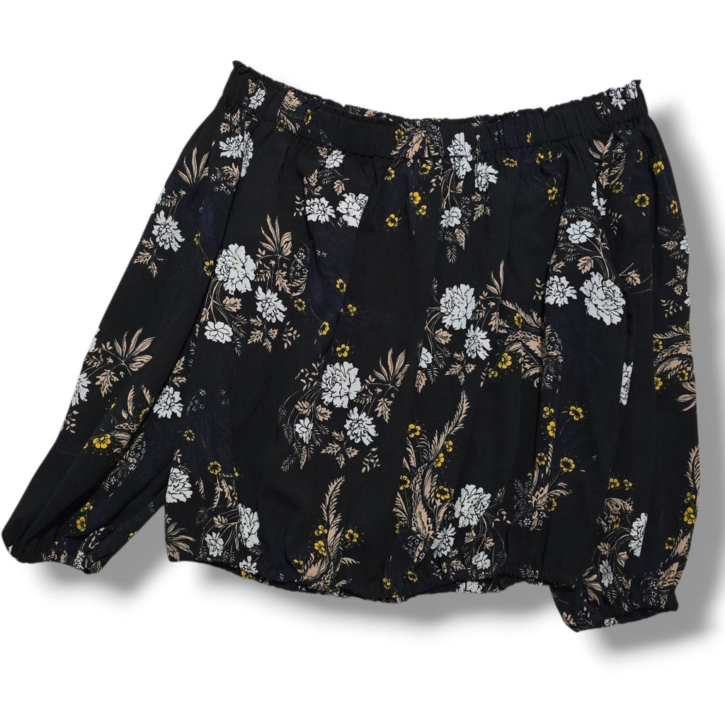 bebe women's Black Floral Off-the-Shoulder Blouse