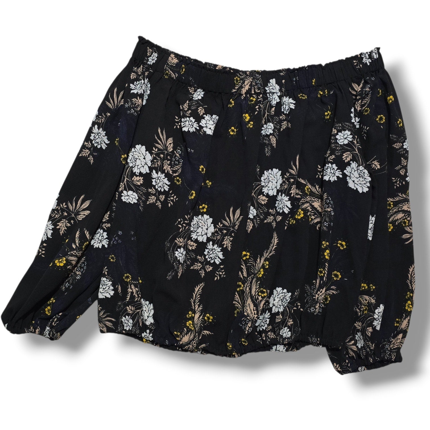 bebe women's Black Floral Off-the-Shoulder Blouse