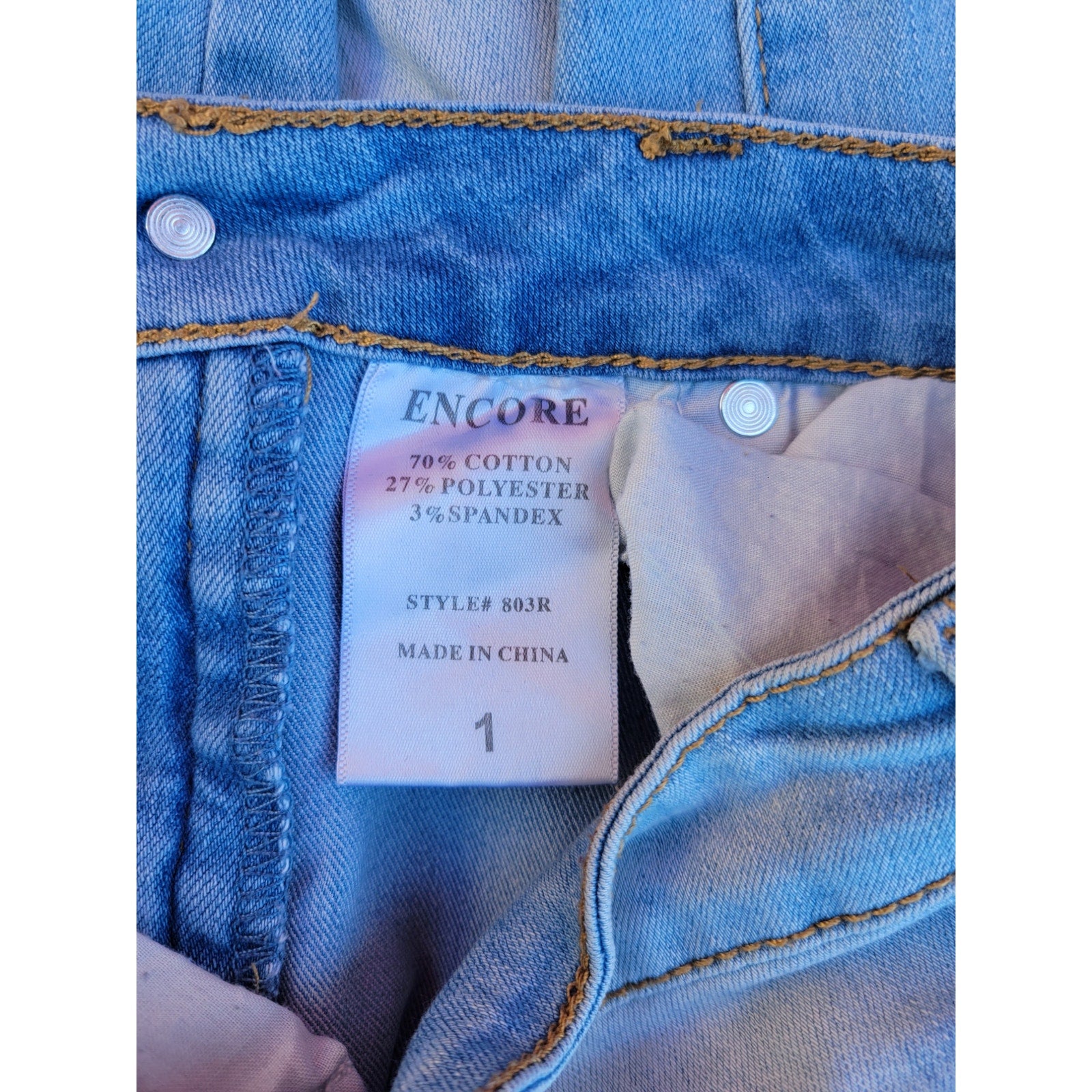 Encore Juniors Light Wash Blue Skinny Low-Rise Jeans – Size 1