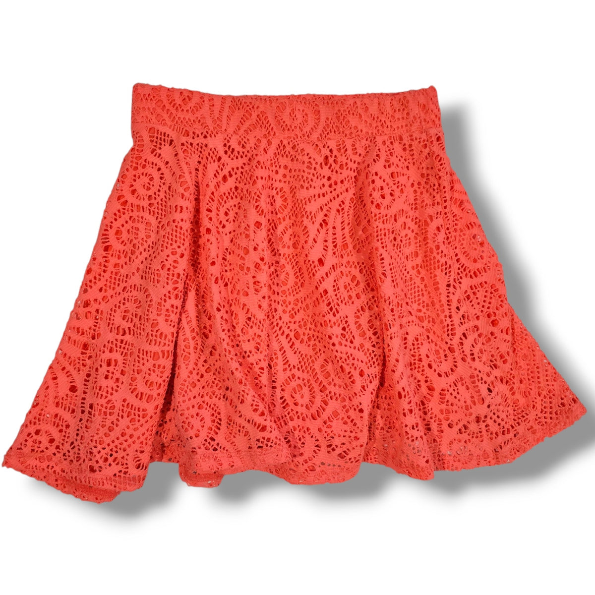 Aeropostale Pink Lace Overlay Skater Mini Skirt Juniors XS Bright Neon Party