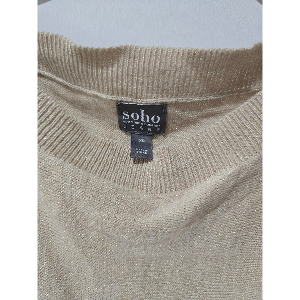 Soho Women’s Gold Metallic Shimmer Knit Dolman Top Size XS