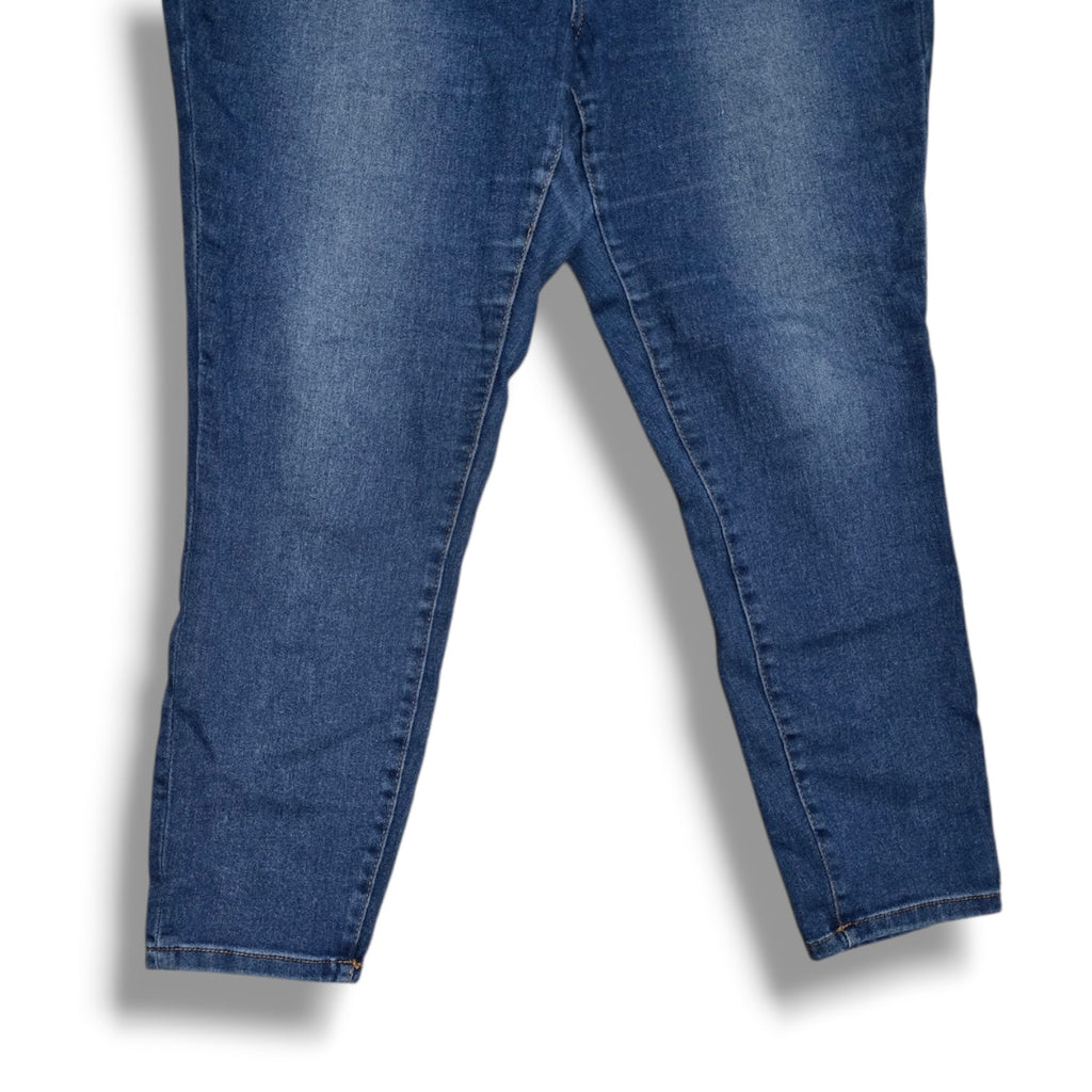 Tahari Women's Size 18W Medium Wash Exposed Button Fly Skinny Ankle Jeans