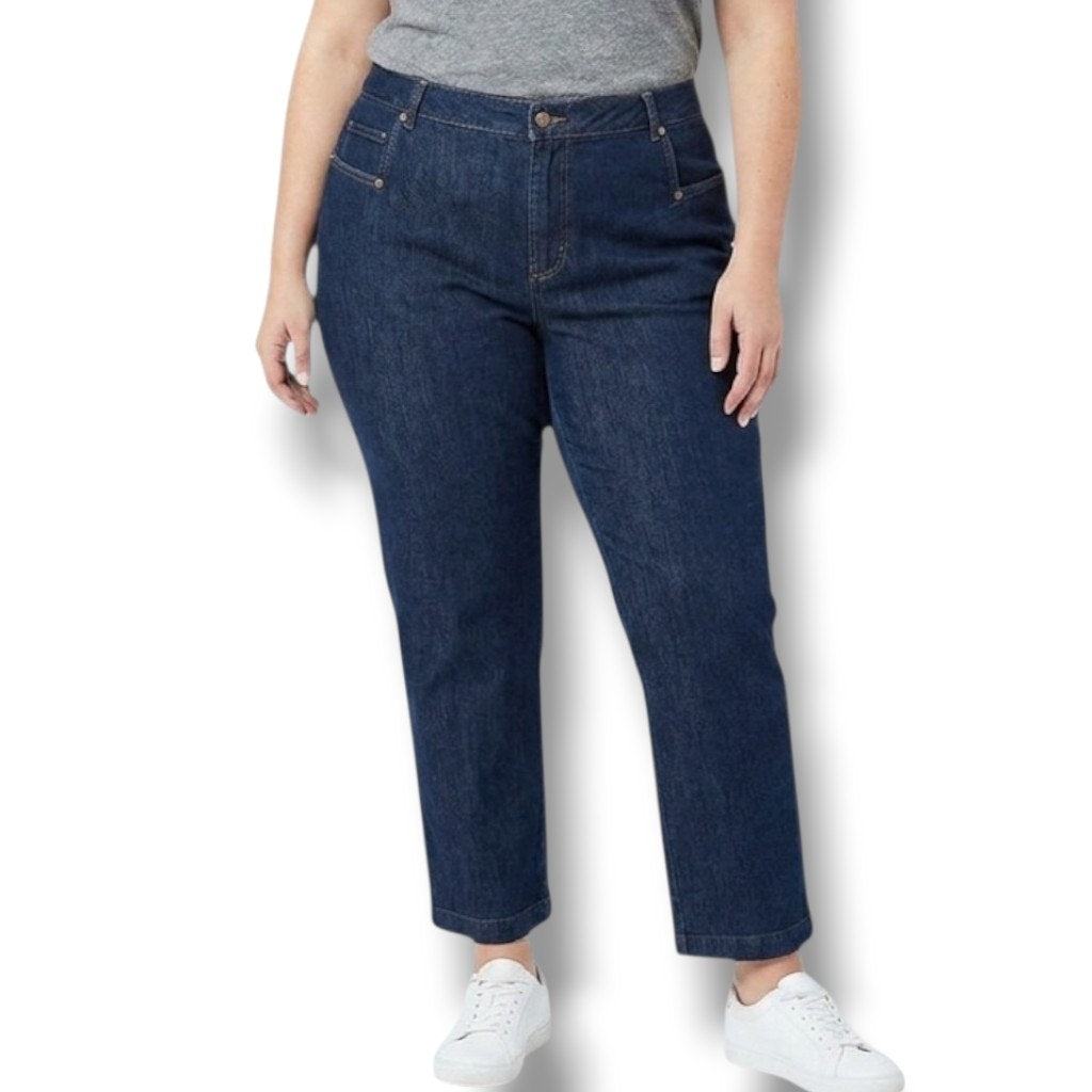 Jessica London women's Plus Size blue wash high rise jeans  - size 16