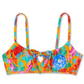 Xhilaration Juniors Orange Floral Tie-Front Bralette Bikini Top – Size XS, New