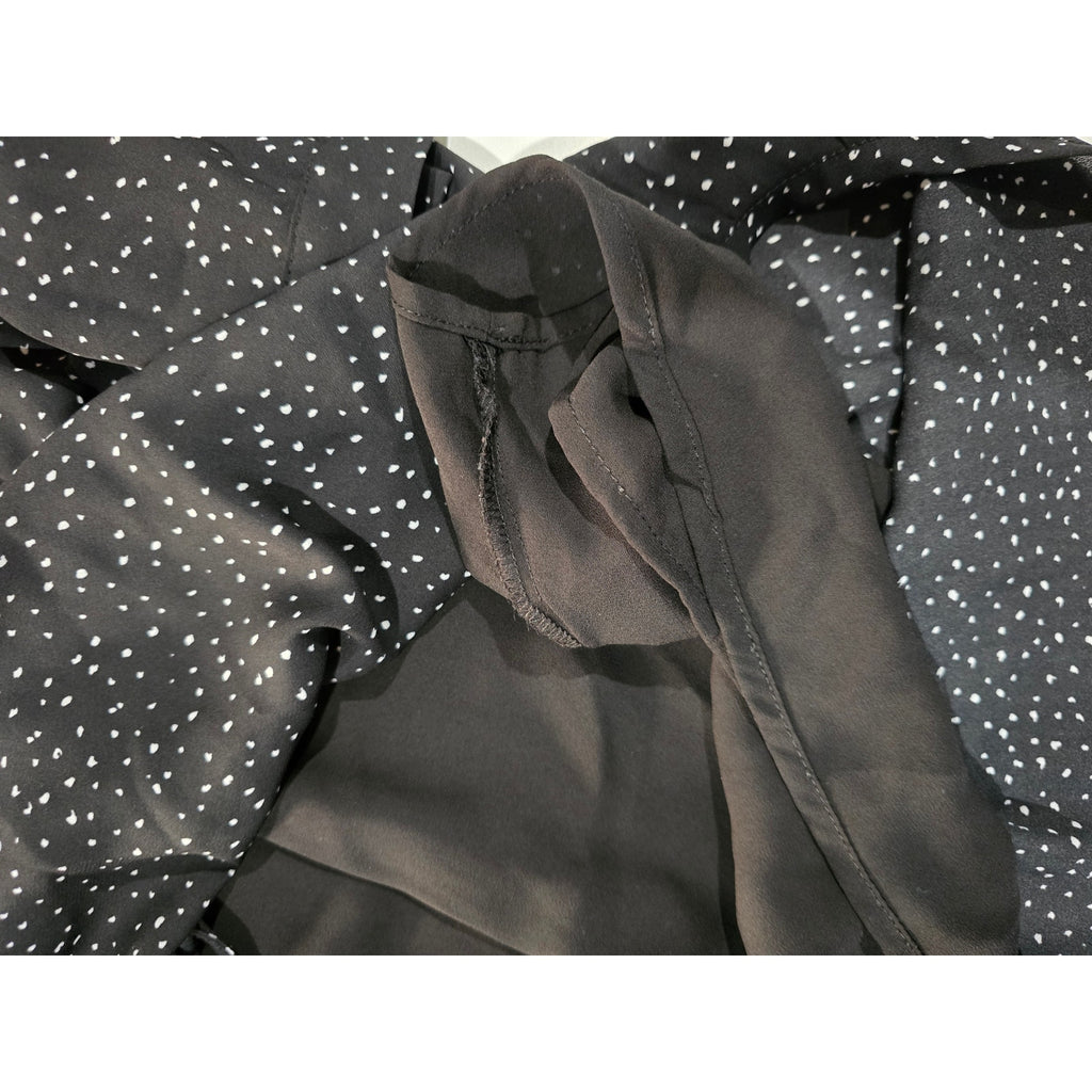 Hilary Radley Black White Abstract Dot Long Sleeve Dress S Faux Wrap