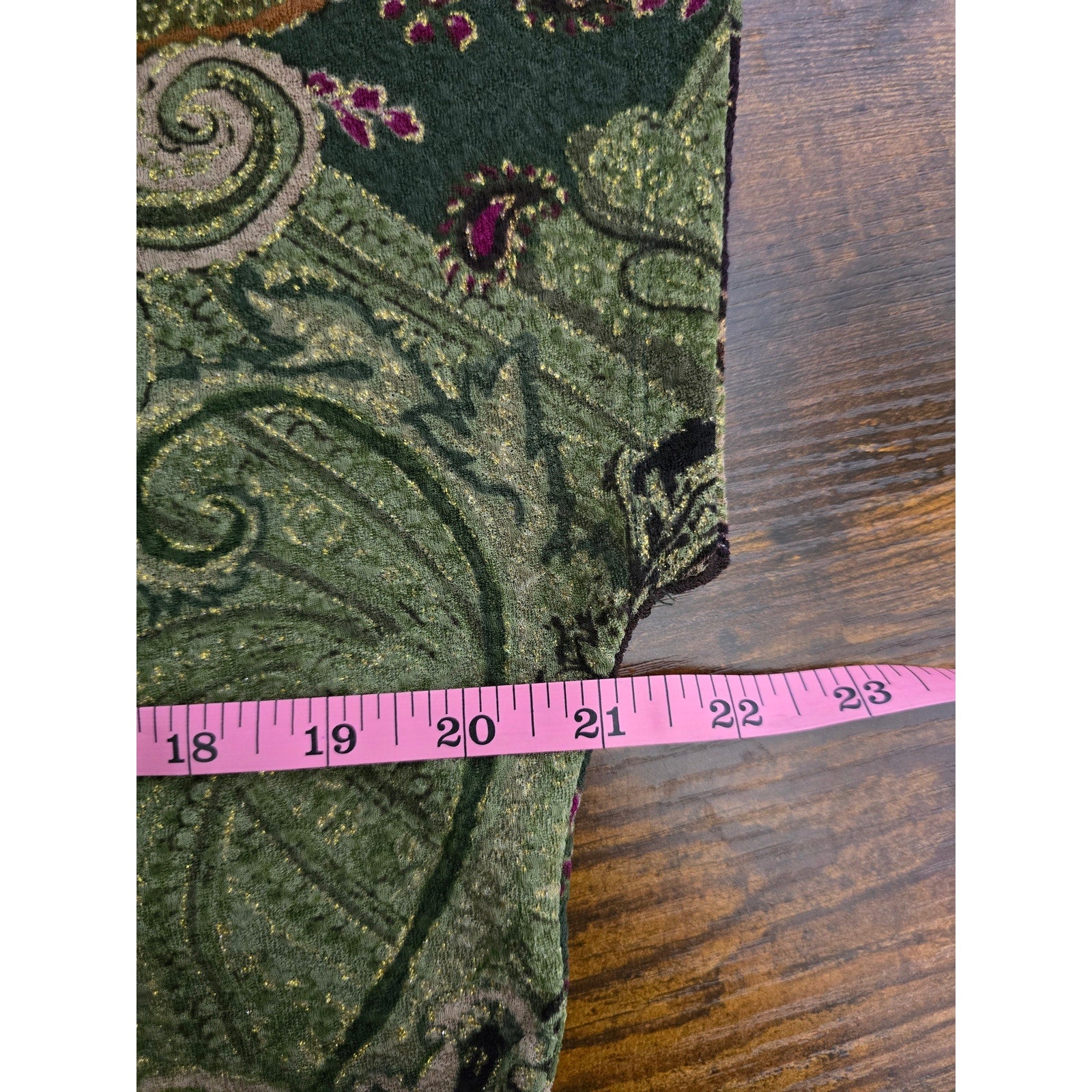 Koret Women's Large Green Purple Paisley Metallic Shimmer Short Sleeve Top