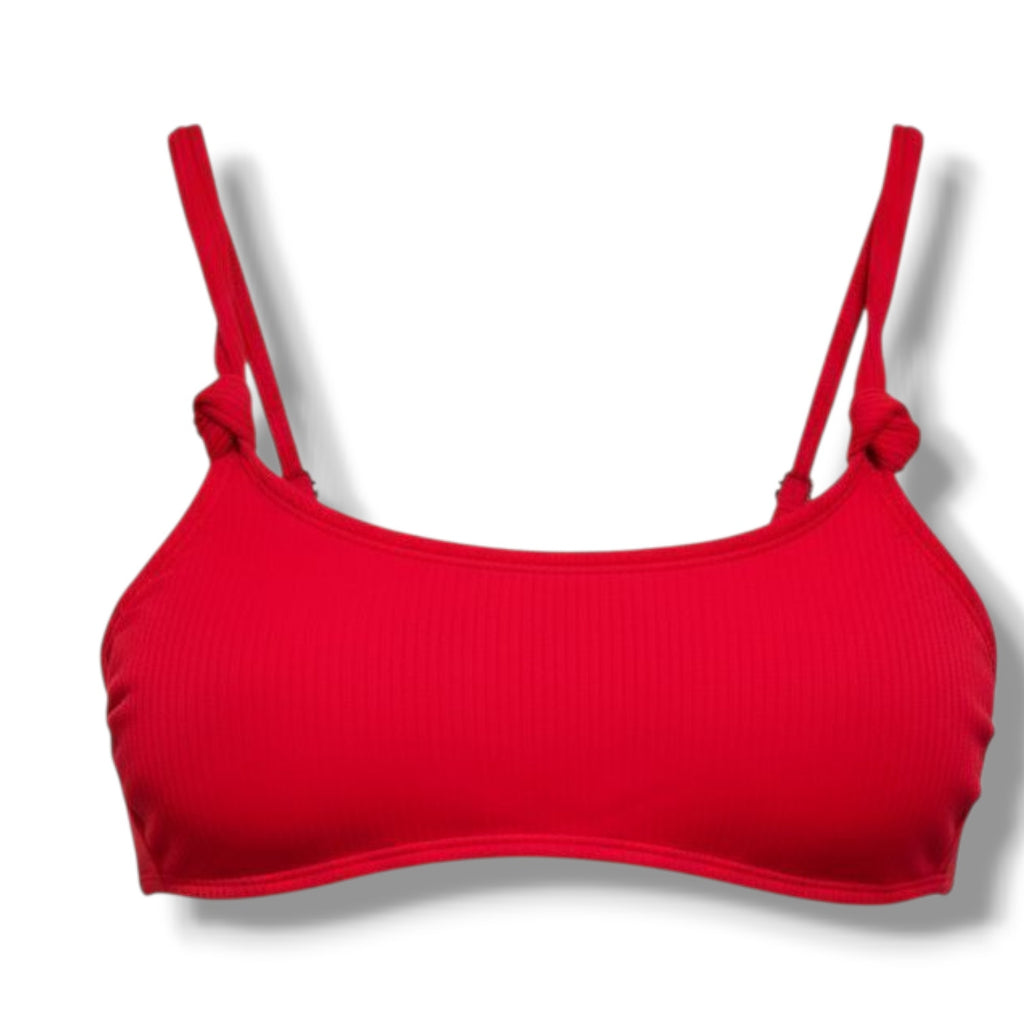 Xhilaration Juniors Red Scoop Neck Bikini Top – Size M, Adjustable Straps