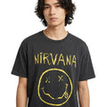 Nirvana "Live '93" Smiley Face Graphic Distressed T-Shirt