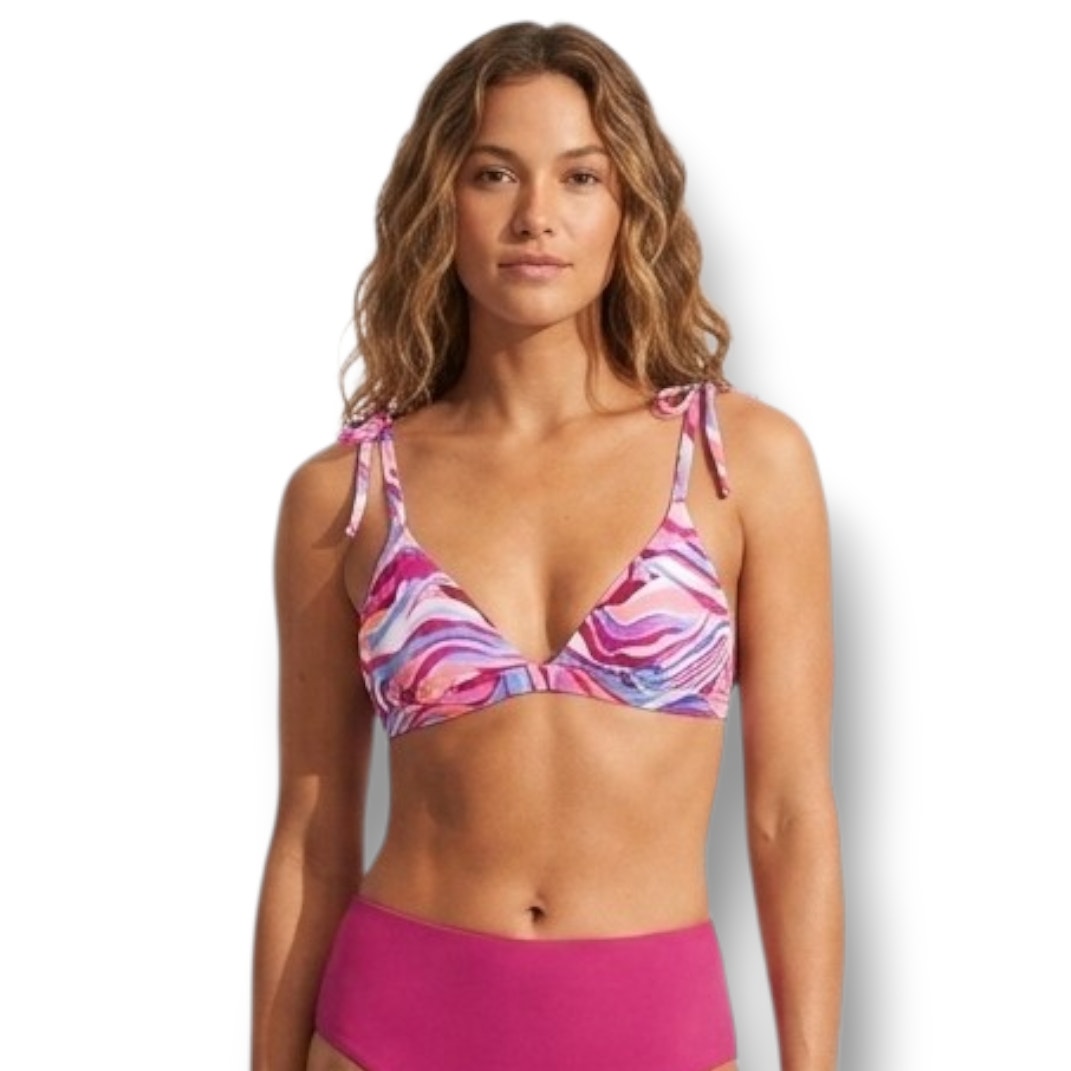 Shade & Shore Women’s Multicolor Shoulder Tie Triangle Bikini Top Medium NWT