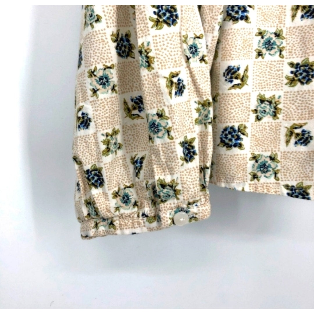 Universal Thread Women's Long Sleeve Balloon Poet Blouse Cream Floral