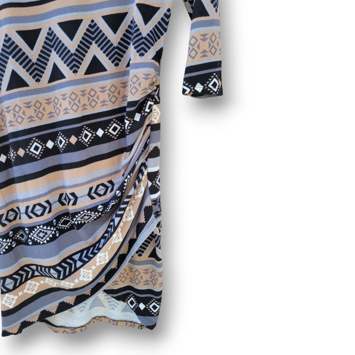 Derek Heart Women’s Geometric Print Ruched Bodycon Dress – Size Large
