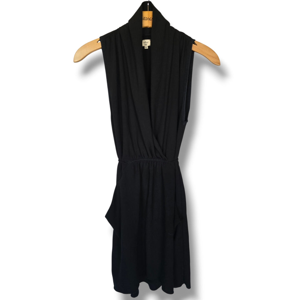 Wilfred Aritzia Black Sleeveless V-Neck Wrap Dress with Pockets Size XS
