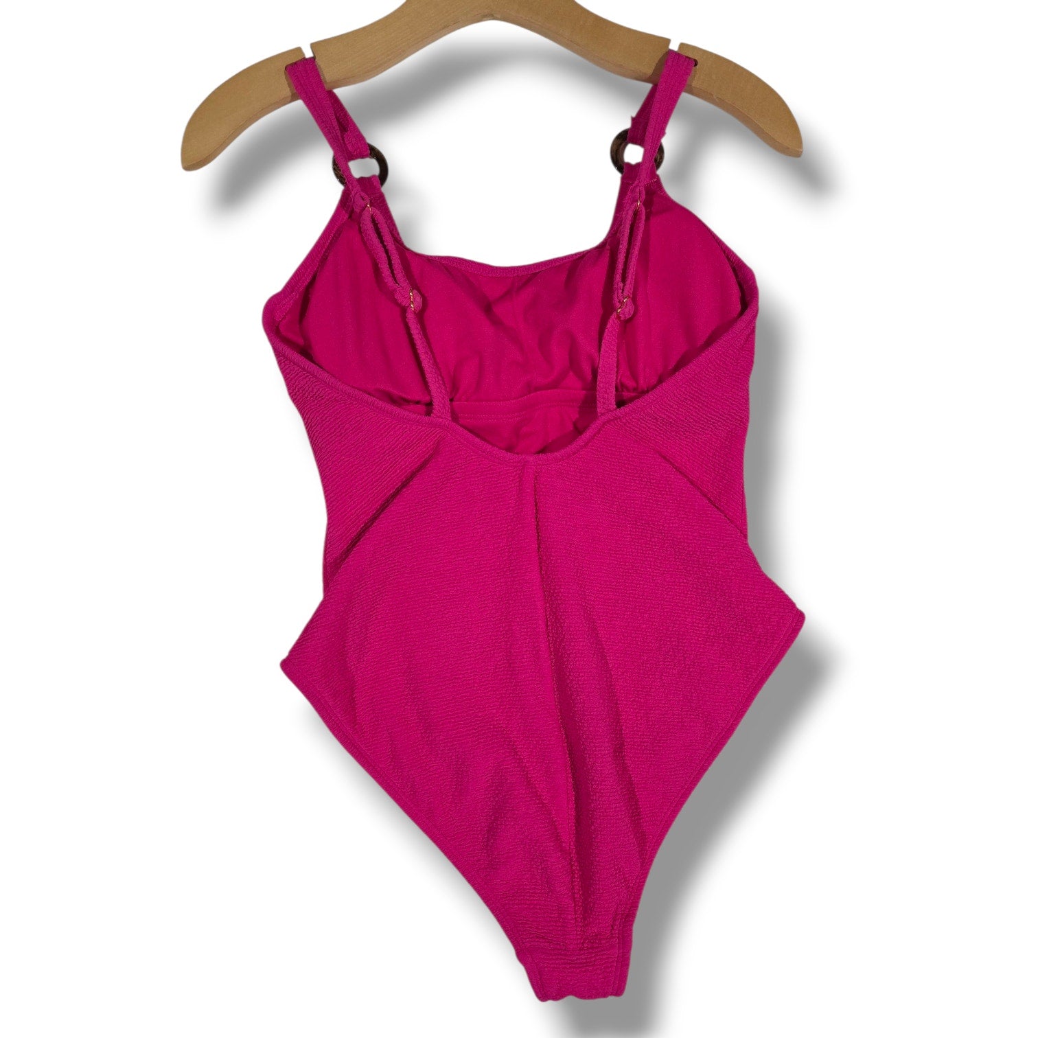 Shade & Shore Women’s Hot Pink Textured One-Piece Swimsuit – Size S (4–6)