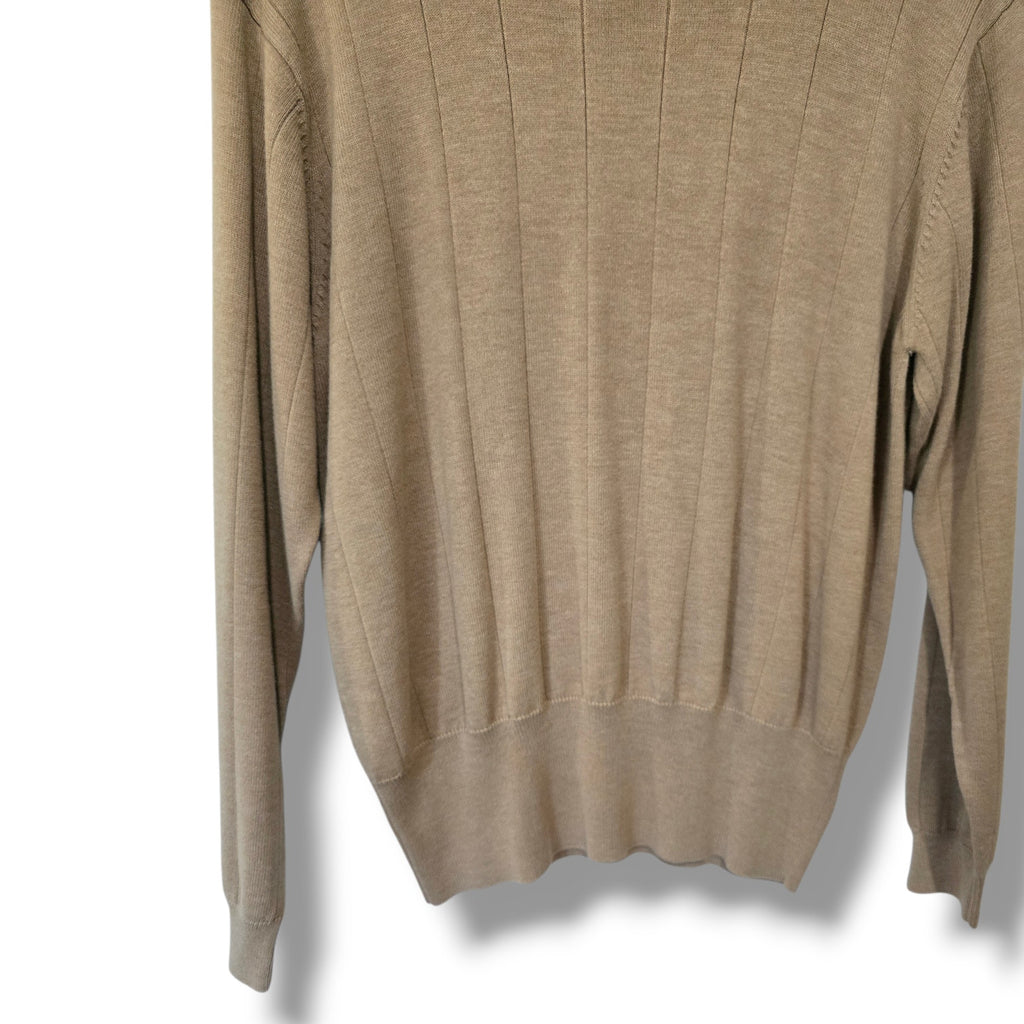 Dressbarn Camel Tan Ribbed Mock Neck Lightweight Sweater Medium