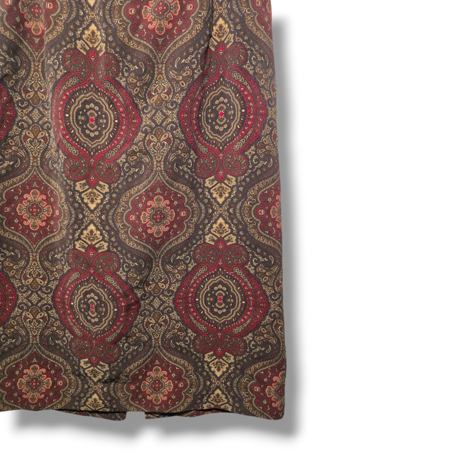 Vintage Briggs Women's Size 13/14 Brown Burgundy Paisley Tapestry Pencil Skirt