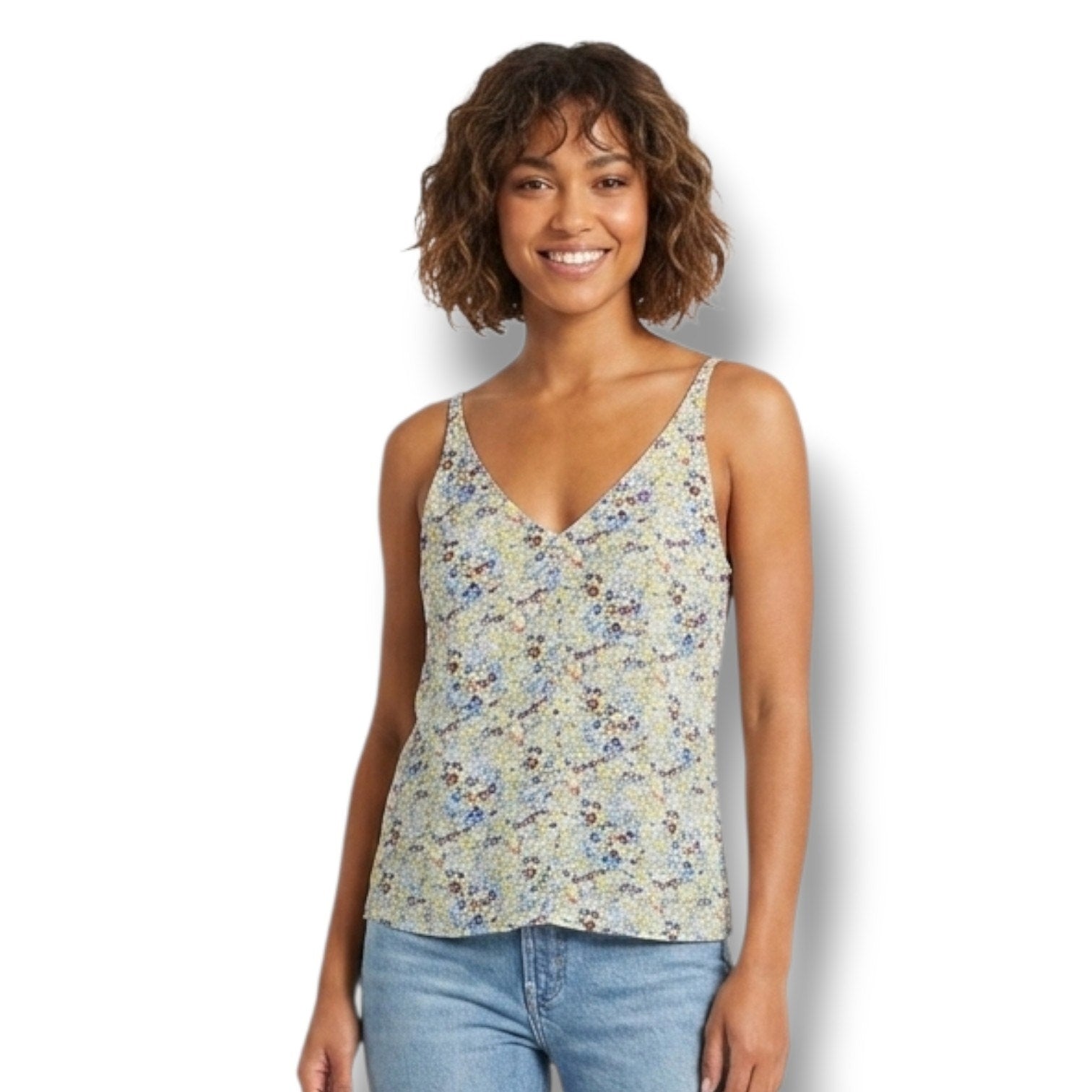 CaBi women's yellow multicolor floral lined tank top  - xs